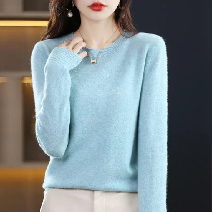 Womens Merino Wool Crew Neck Soft Sweater