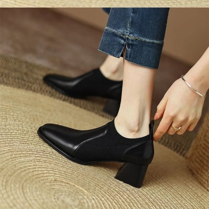 Womens Ankle Boots Leather Slip-On