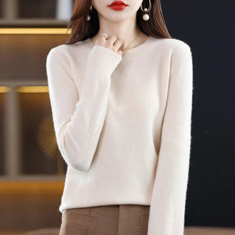 Womens Merino Wool Crew Neck Soft Sweater