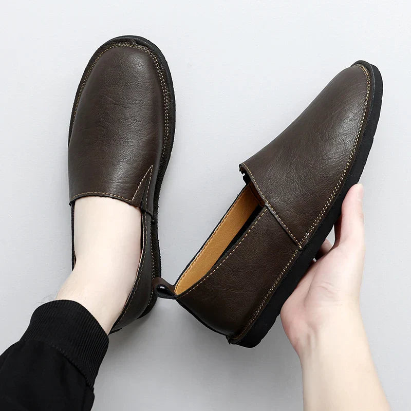 Mens Loafers Genuine Leather Slip-On