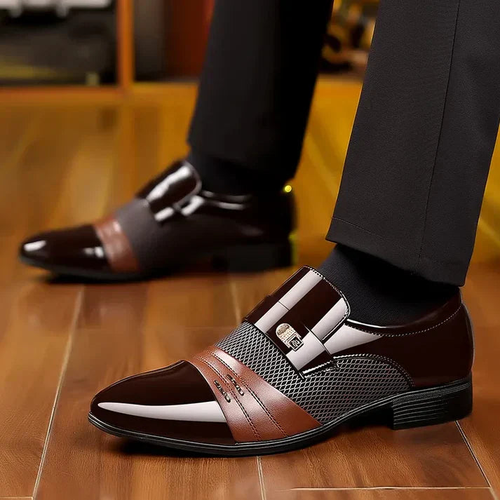 Mens Slip-On Oxford Patent Leather Dress Shoes