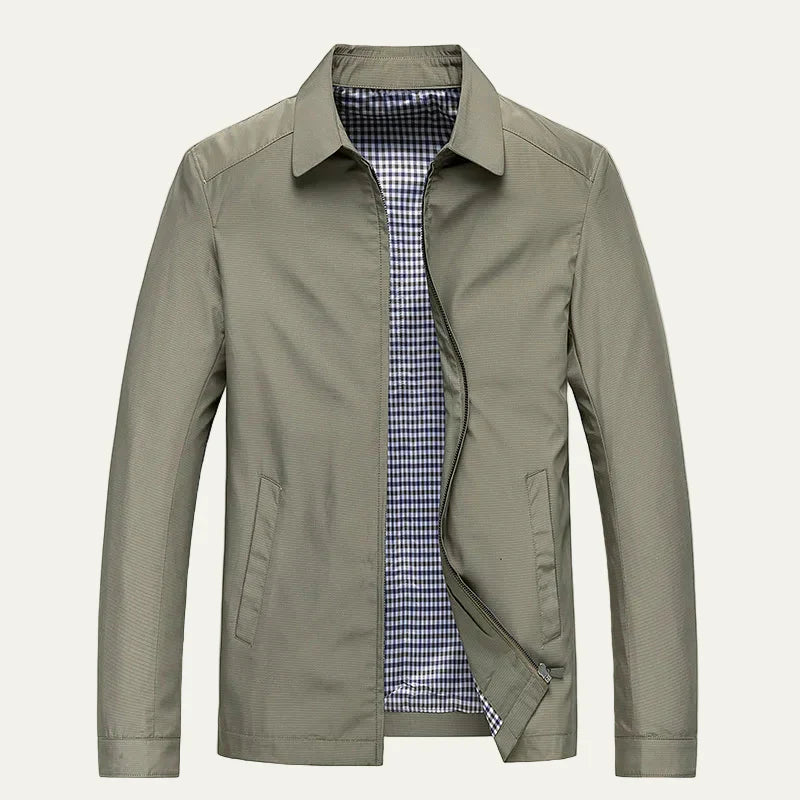 Mens Work Jacket Check Pattern Lined Full Zip