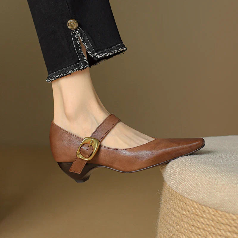 Womens Genuine Leather Heels Classic Fit