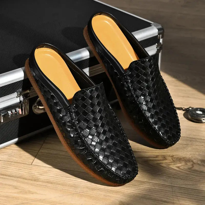 Mens Leather Slides Comfortable Slip-On