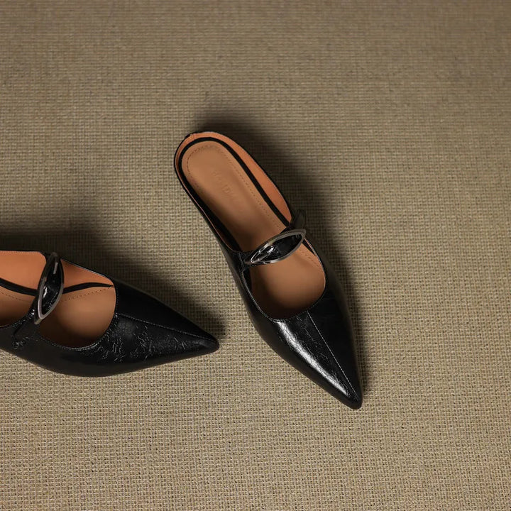 Womens Genuine Leather Mules Slip-On Style