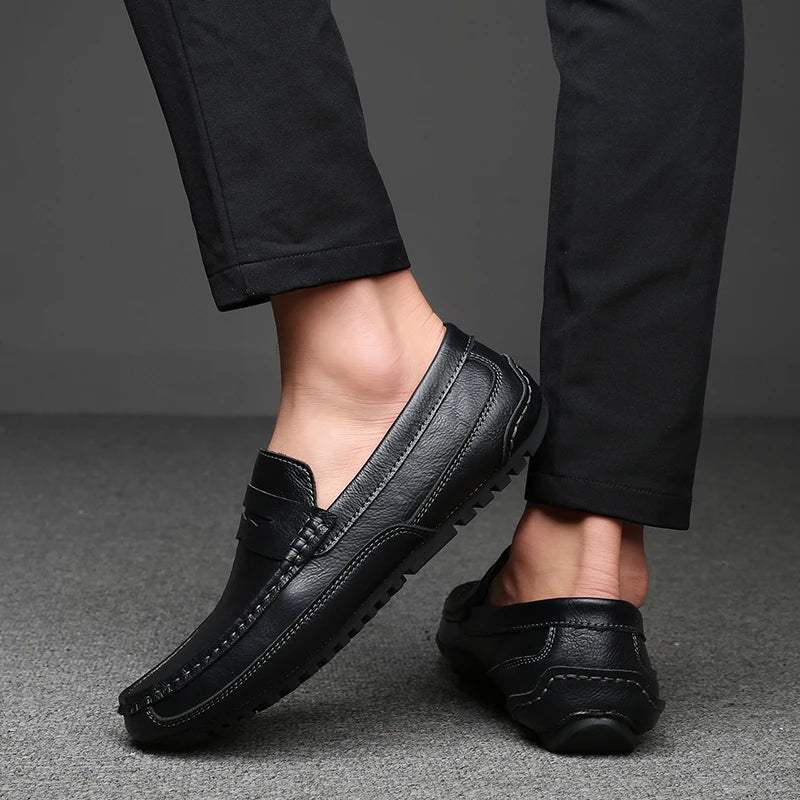 Mens Loafers Genuine Leather Slip-On