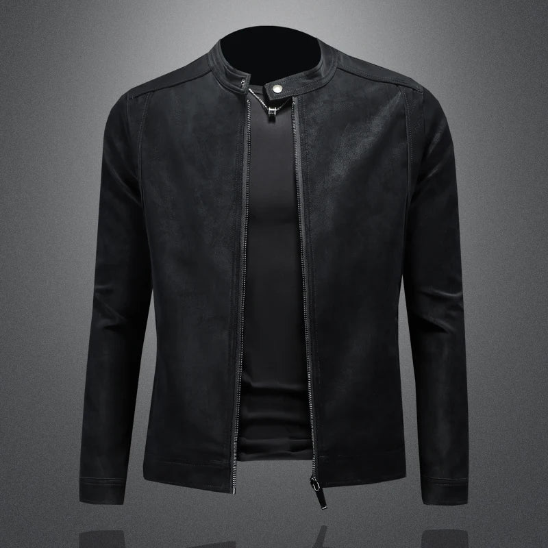 Mens Biker Leather Jacket Genuine Material