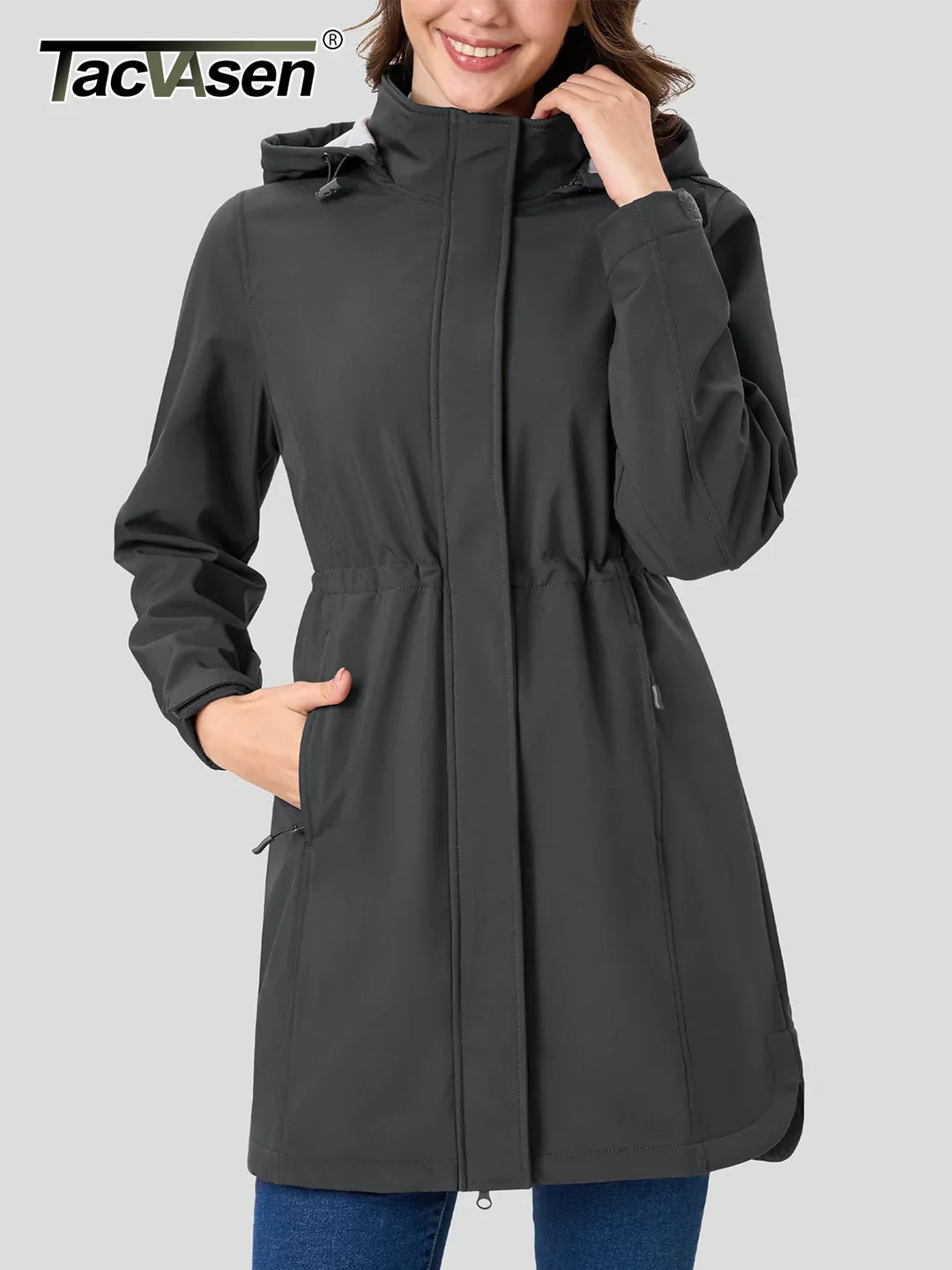 Womens Parka Jacket Breathable Lightweight Water Resistant