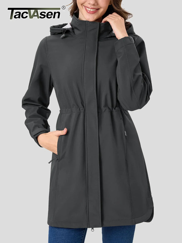 Womens Parka Jacket Breathable Lightweight Water Resistant