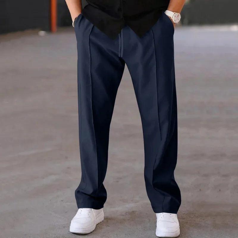 Womens Straight Leg Pants with Elastic Waist Comfortable Fit - BritishMode