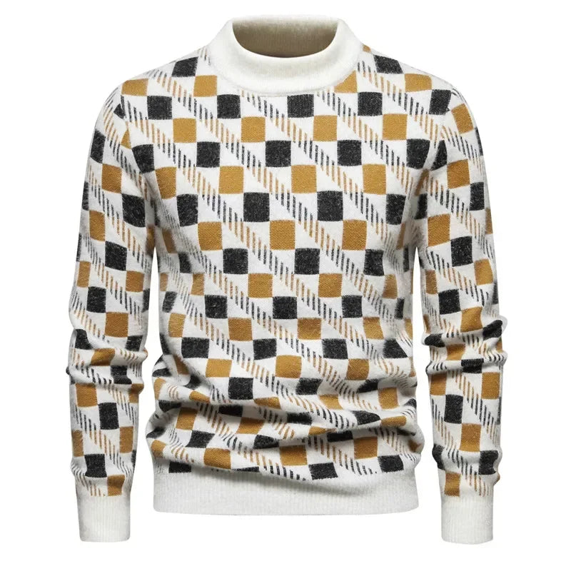 Mens Faux Fur Crew Neck Sweater