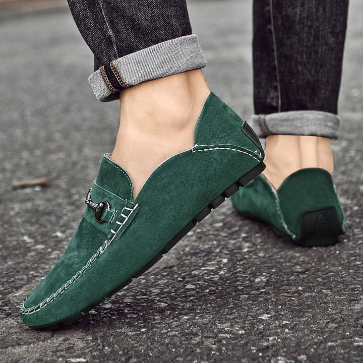 Mens Loafers Genuine Suede Slip-On