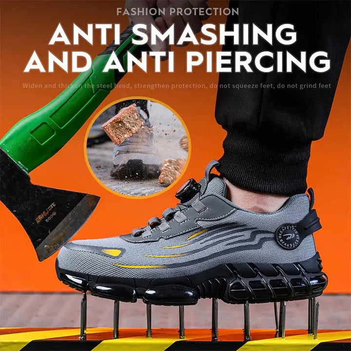 Mens Safety Shoes Steel Toe Rotating Buckle Closure
