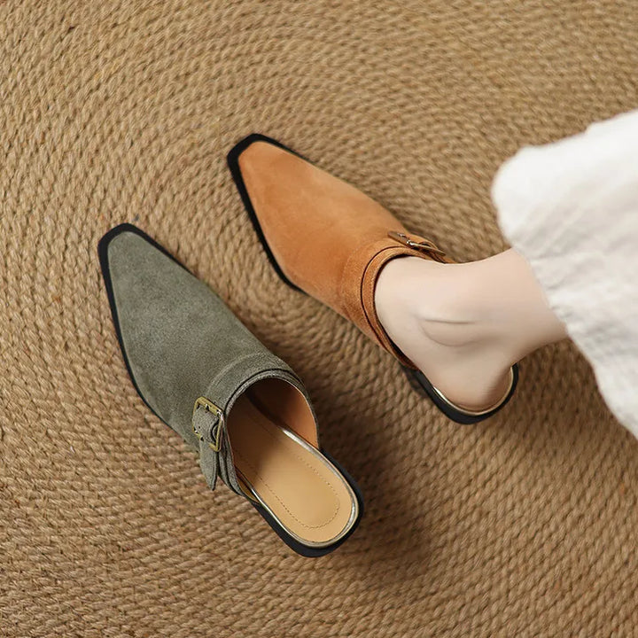 Womens Suede Mules Slip-On Style
