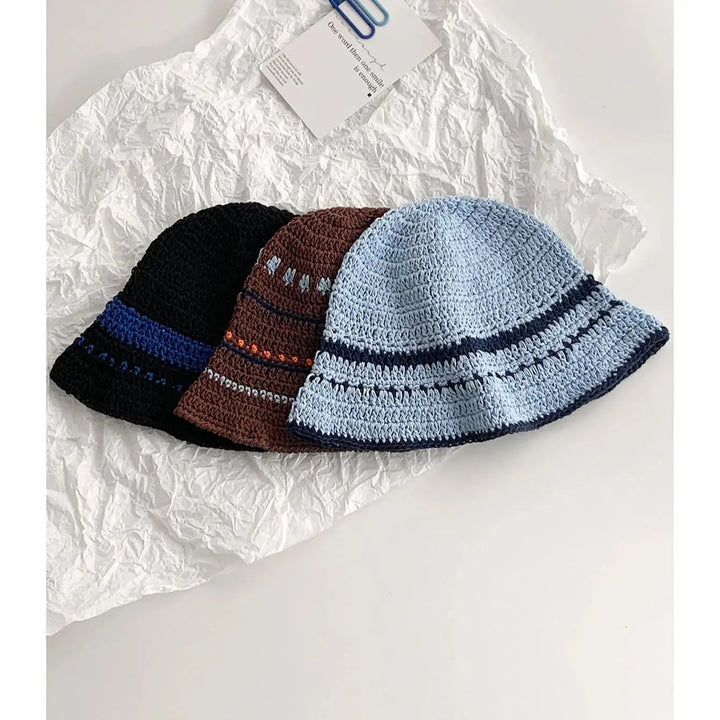 Womens Knit Fisherman Hat Striped Pattern - BritishMode