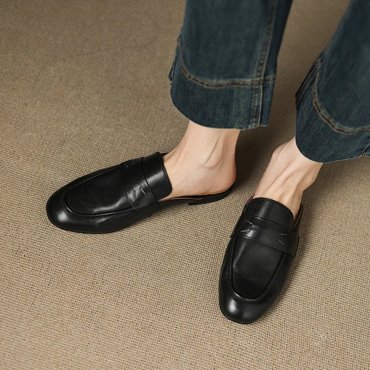 Womens Genuine Leather Mules Slip-On Comfortable