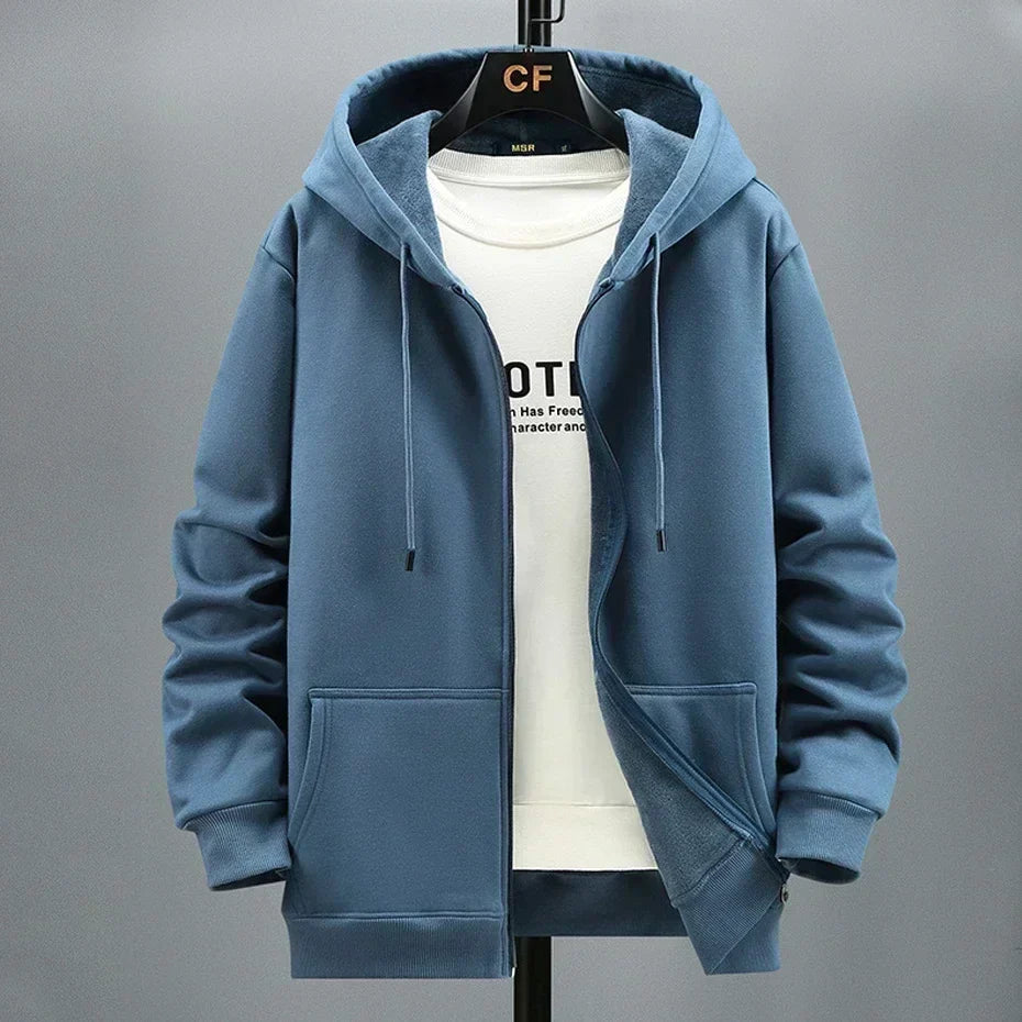 Mens Hooded Sweatshirt Zip-Up Relaxed Fit