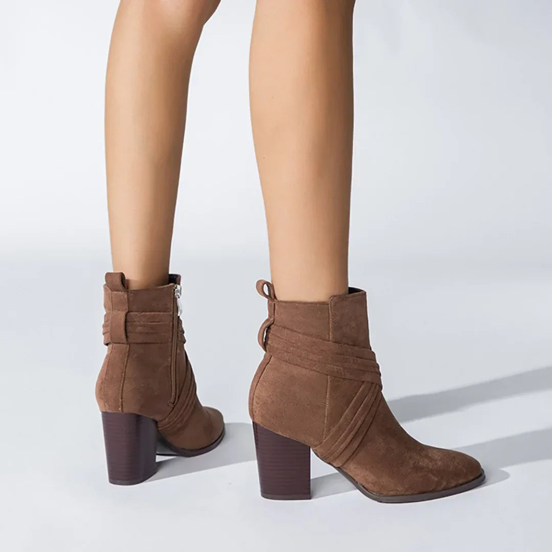 Womens Ankle Boots Leather Slip-On