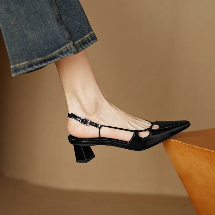 Womens Genuine Leather Slingback Shoes