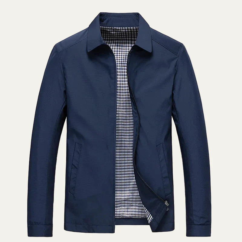 Mens Work Jacket Check Pattern Lined Full Zip