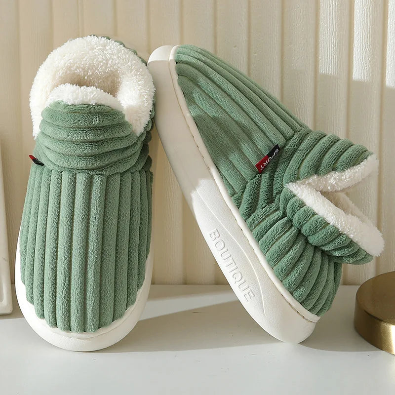 Womens Faux Fur Slide Slippers Soft Warm Indoor Shoes - BritishMode