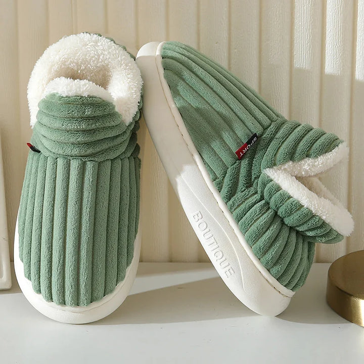 Womens Faux Fur Slide Slippers Soft Warm Indoor Shoes - BritishMode