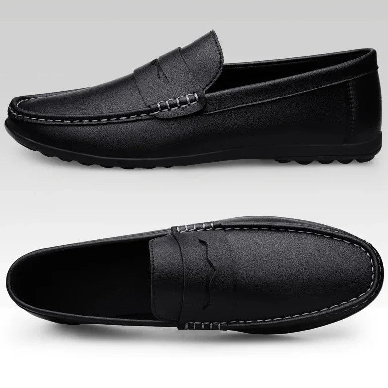 Mens Penny Loafers Leather Slip-On