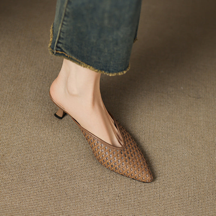 Womens Genuine Leather Mules Slip-On Style