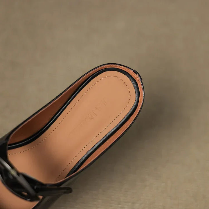 Womens Genuine Leather Mules Slip-On Style