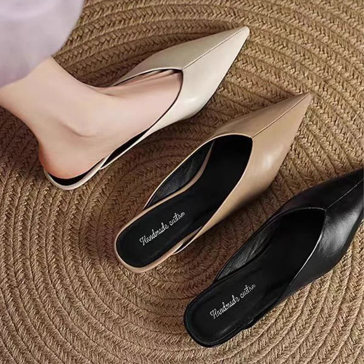 Womens Leather Mules Slip-On Comfortable Fit