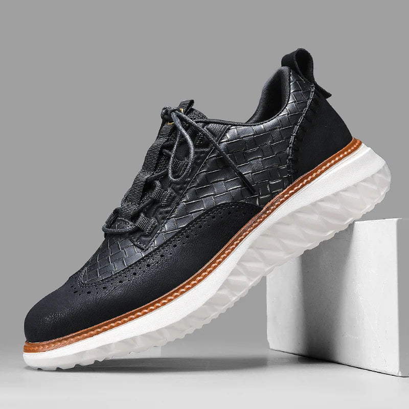 Mens Lace-Up Platform Walking Sneakers