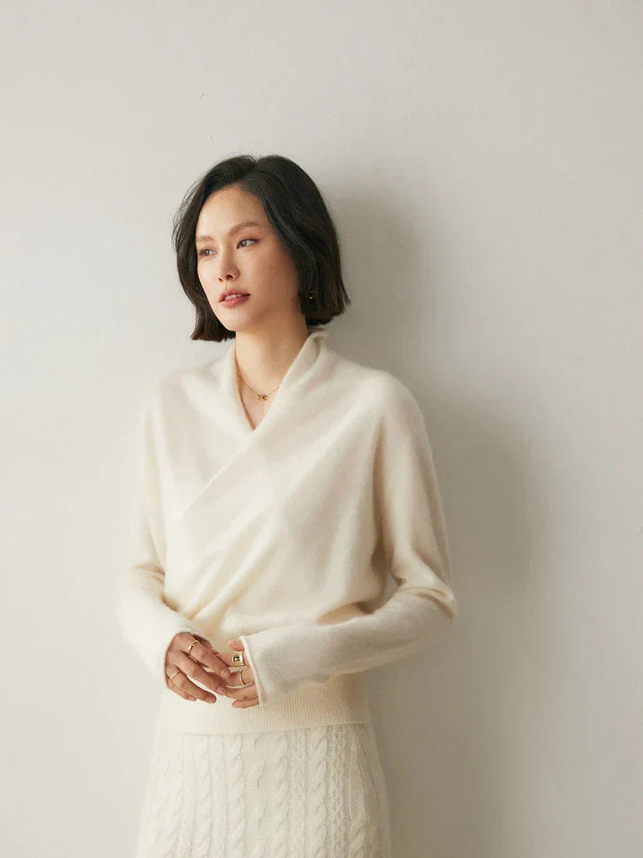 Womens Cashmere Wrap Sweater Soft Knit Crossover Style