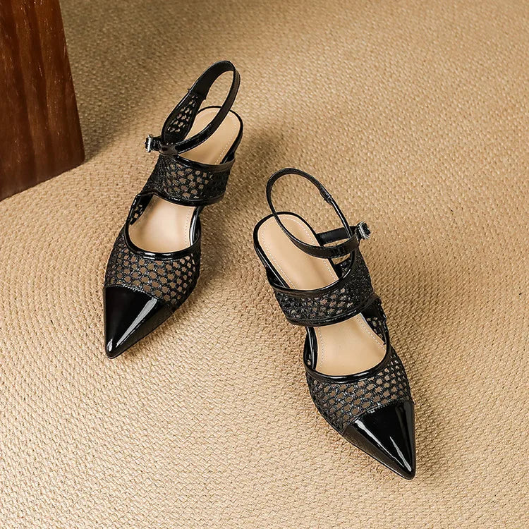Womens Slingback Shoes Genuine Leather Velour