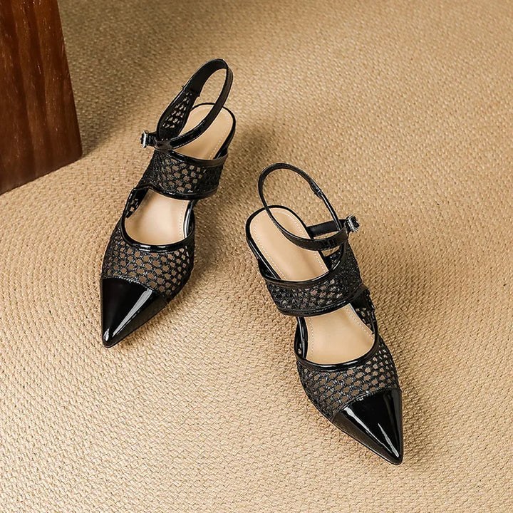 Womens Slingback Shoes Genuine Leather Velour