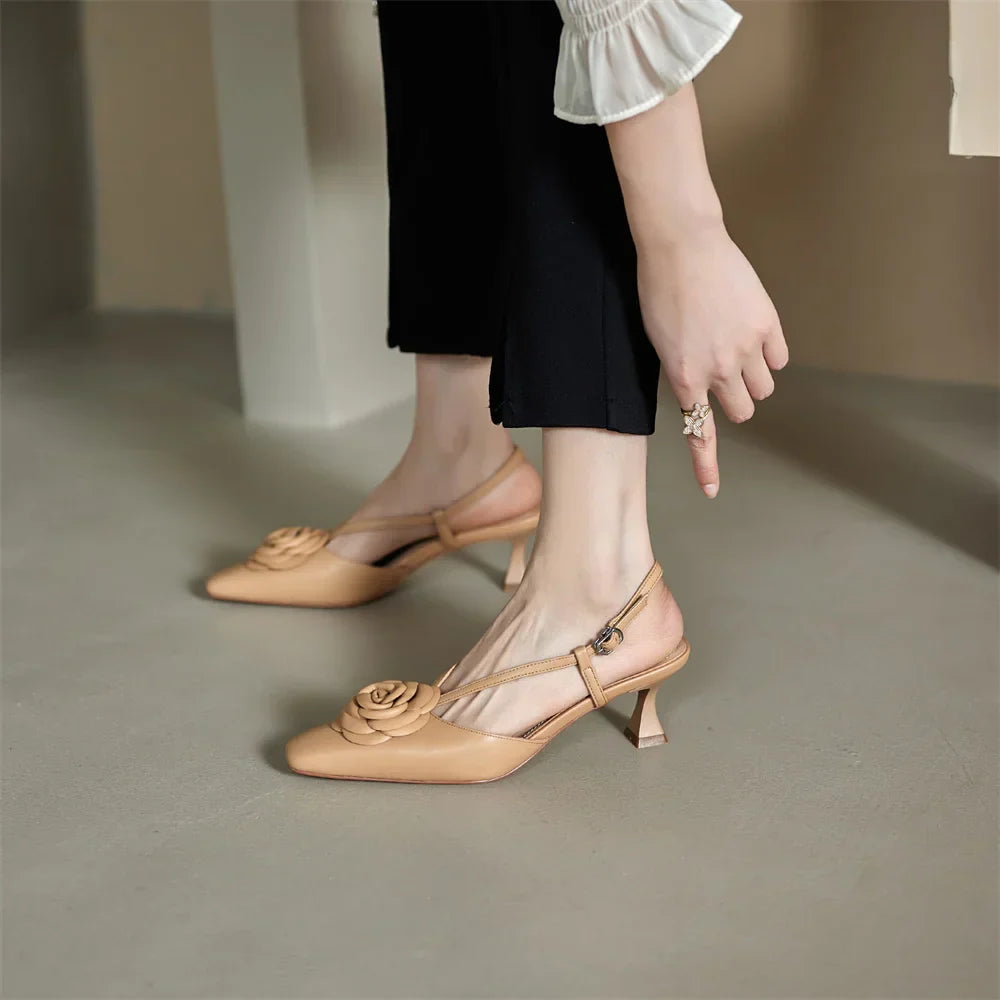 Womens Genuine Leather Slingback Shoes