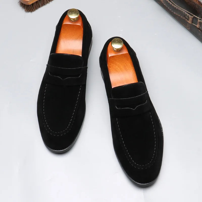 Mens Slip-On Shoes Leather Comfortable Fit