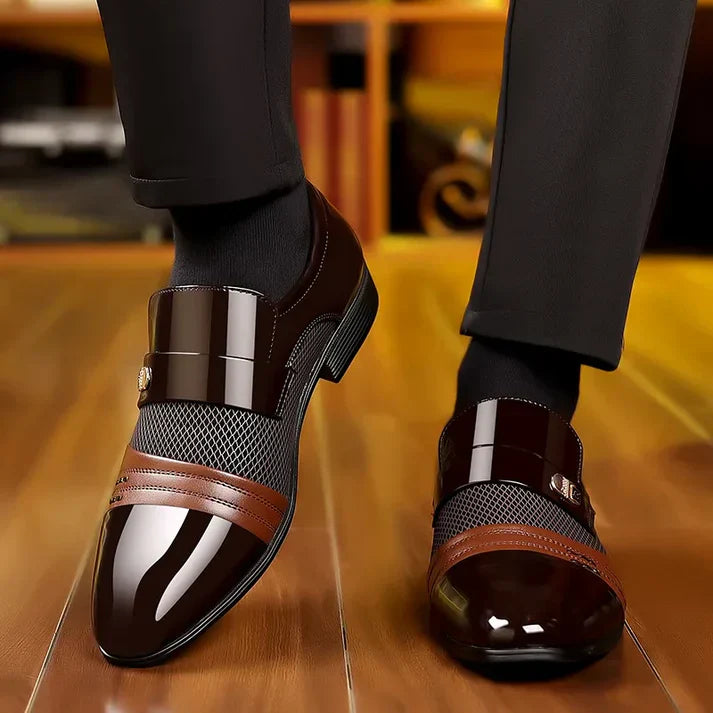Mens Slip-On Oxford Patent Leather Dress Shoes
