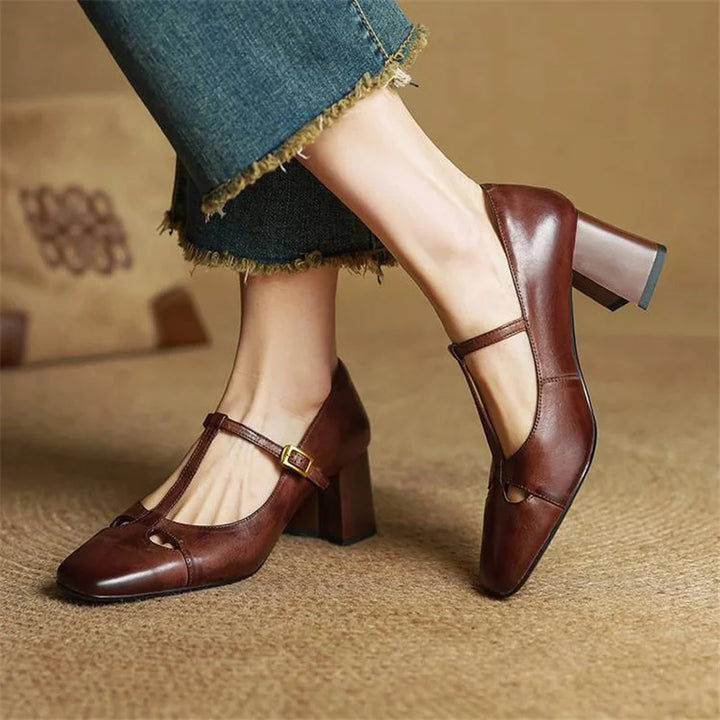 Womens Genuine Leather Heels Classic Fit - BritishMode