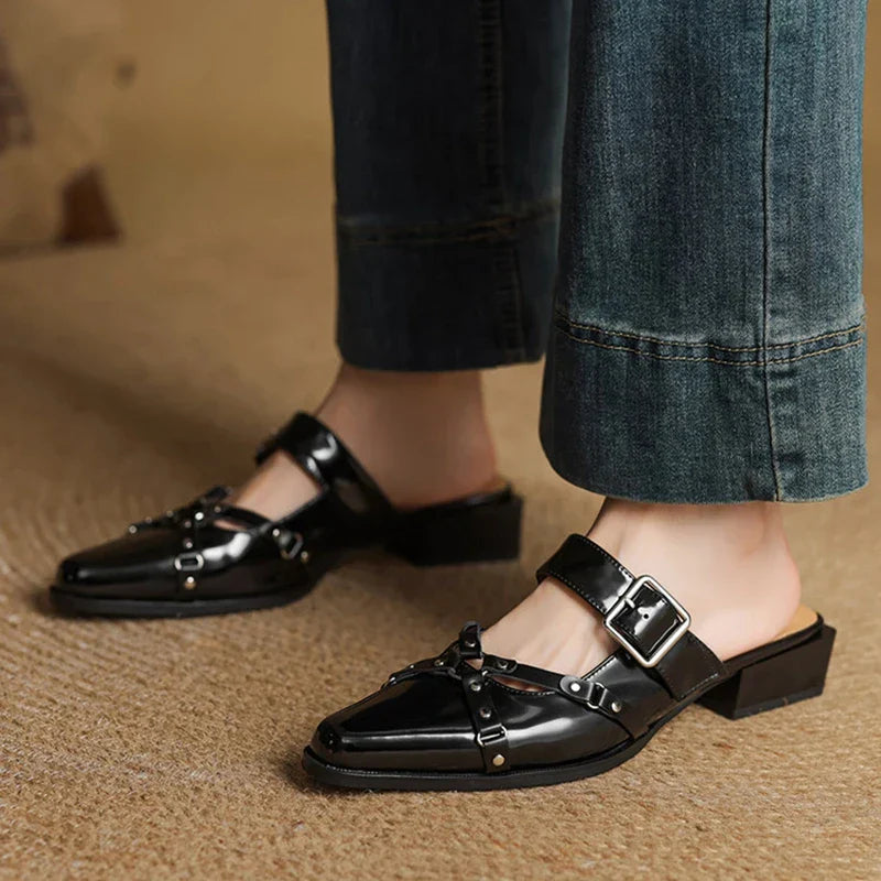 Womens Slingback Shoes Genuine Leather