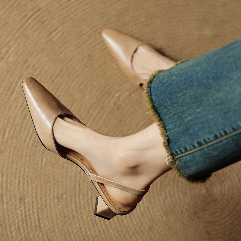 Womens Slingback Shoes Genuine Leather Classic Fit