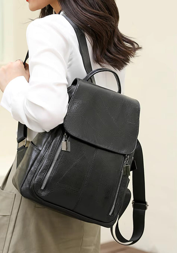 Womens Leather Backpack Theft-Proof Design