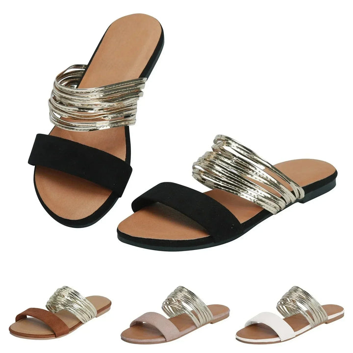 Womens Flat Slip-On Sandals Comfortable Fit