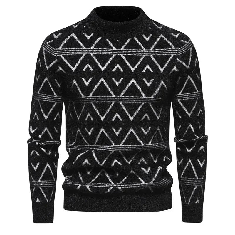 Mens Faux Fur Crew Neck Sweater