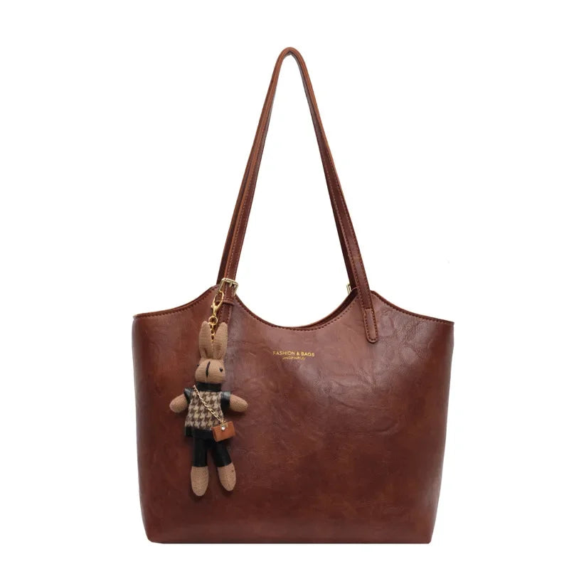 Womens Vegan Leather Shopping Bag Spacious Elegant Design