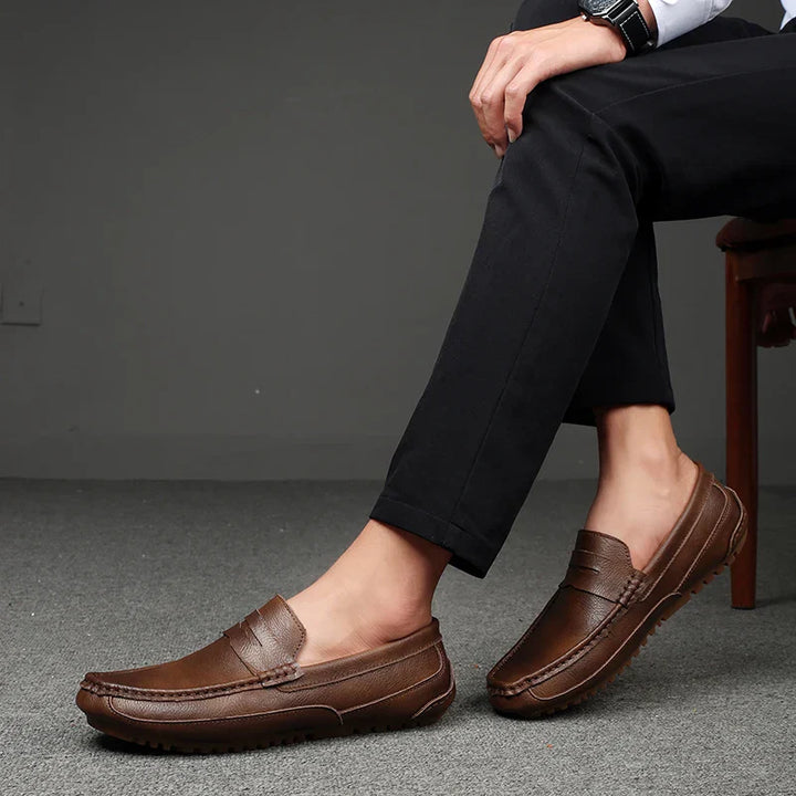Mens Loafers Genuine Leather Slip-On