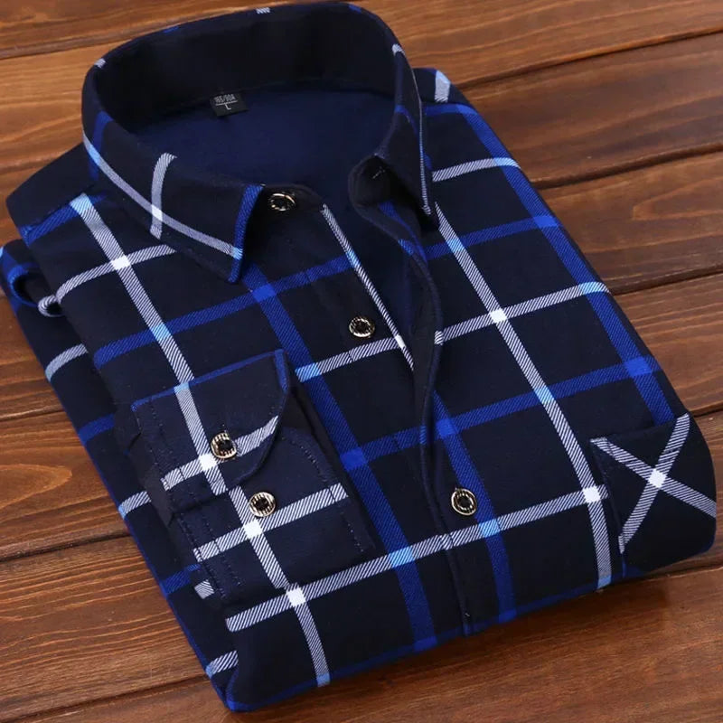 Mens Flannel Shirt Fleece Lined Warm Relaxed Fit
