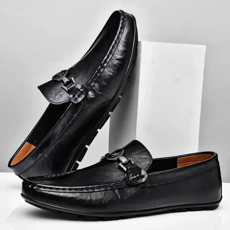 Mens Loafers Genuine Leather Slip-On