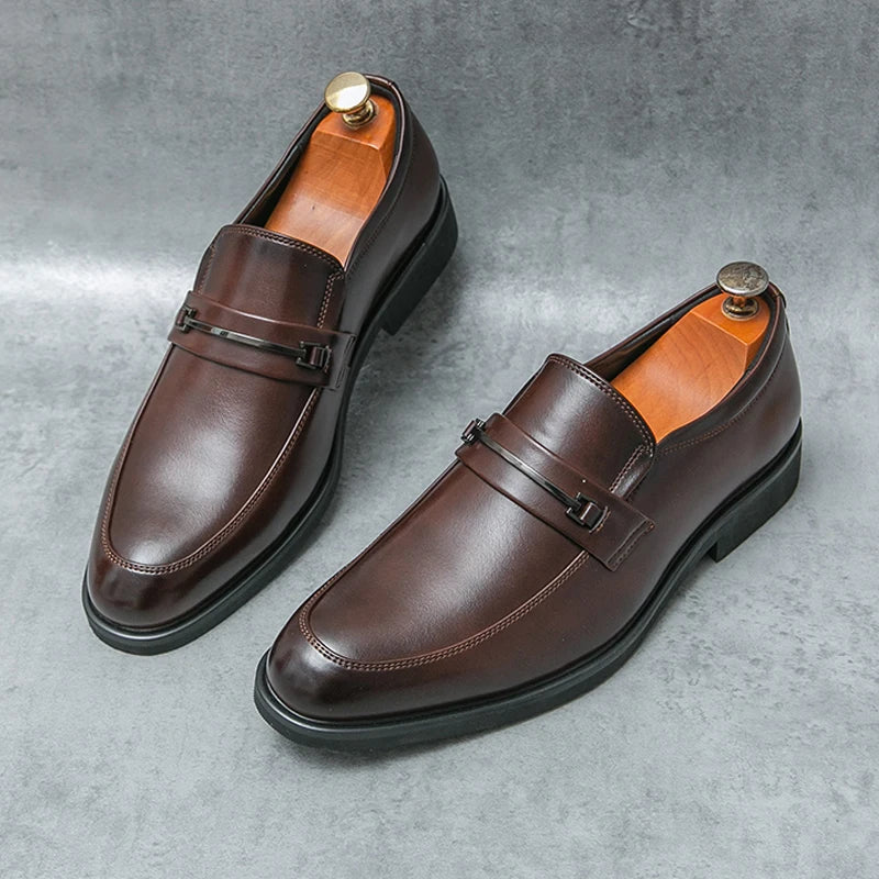 Mens Leather Loafers Slip-On Classic Fit