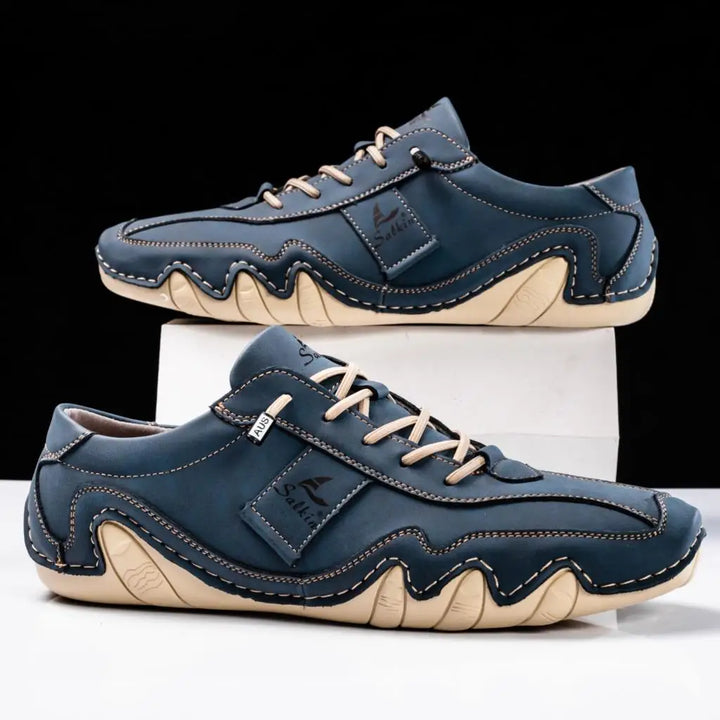 Mens Casual Lace-Up Shoes with Contrast Stitching Curved Sole