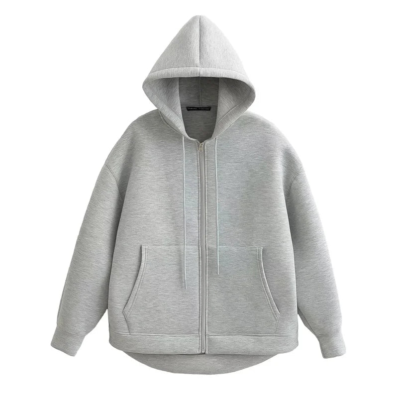 Womens Hoodie Fleece Relaxed Fit with Pockets - BritishMode
